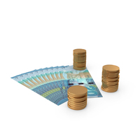 Currency Kuwait 10 Dinars Money Notes Spread With Coins PNG & PSD Images