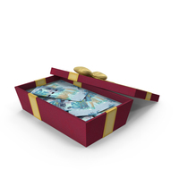 Gift Box Open With Kuwait 10 Dinars Money Notes PNG & PSD Images