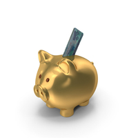 Gold Piggy Bank Kuwait 10 Dinars Folded Save PNG & PSD Images