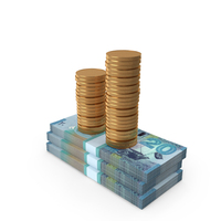 Kuwait 10 Dinars Money Notes With Gold Coins PNG & PSD Images