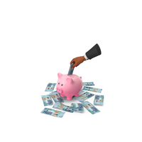 Kuwait 10 Dinars Save Hand Hold Pink Piggy Bank PNG & PSD Images