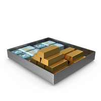 Tray With Kuwait 10 Dinars Money Gold Biscuits PNG & PSD Images