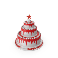 Three Tiered Red Birthday Cake PNG & PSD Images