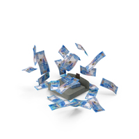 Brief Case Falling Russia 2000 Rubles Money Bill PNG & PSD Images