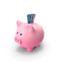 Pink Piggy Bank Many Russia 2000 Rubles Folded Save PNG & PSD Images