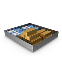 Tray With Russia 2000 Rubles Money Gold Biscuits PNG & PSD Images