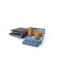 Wallet Russia 2000 Rubles Money Bills Gold Coins PNG & PSD Images