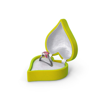Pink Topaz Silver Ring In Heart Shaped Green Box PNG & PSD Images