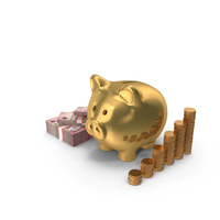 Golden Piggy Bank Save Gold Saudi 100 Riyals PNG & PSD Images