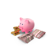 Piggy Bank Save Gold Saudi 100 Riyals PNG & PSD Images