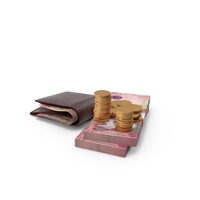 Wallet Saudi 100 Riyals Money Bills Gold Coins PNG & PSD Images