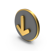 Down Arrow Circular Coin PNG & PSD Images