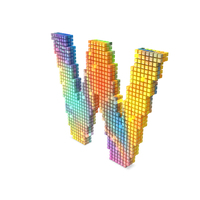 Rainbow Pixel Alphabet Letter W PNG & PSD Images