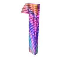 Rainbow Pixel Number 1 PNG & PSD Images