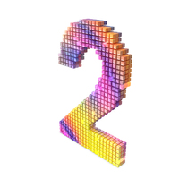Rainbow Pixel Number 2 PNG & PSD Images