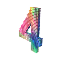Rainbow Pixel Number 4 PNG & PSD Images