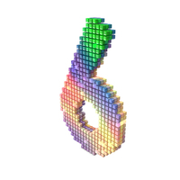 Rainbow Pixel Alphabet Number 6 PNG & PSD Images