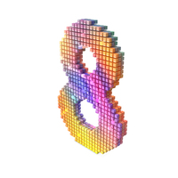 Rainbow Pixel Alphabet Number 8 PNG & PSD Images