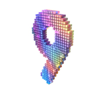 Rainbow Pixel Number 9 PNG & PSD Images
