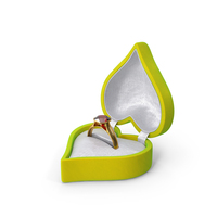 Ruby Gold Ring In Heart Shaped Green Box PNG & PSD Images