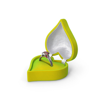 Ruby Silver Ring In Heart Shaped Green Box PNG & PSD Images