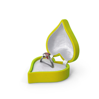 Ruby Silver Ring In Heart Shaped Green Box PNG & PSD Images