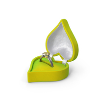 Yellow Sapphire Silver Ring In Heart Shaped Green Box PNG & PSD Images