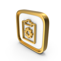 Clipboard With Gear Line Square Coin PNG & PSD Images