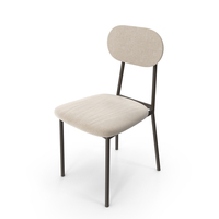 modern metal frame dining chair with white fabric seat PNG & PSD Images