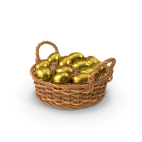 Gold Easter Eggs In A Basket PNG & PSD Images