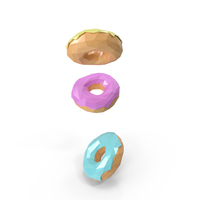Low Poly Donuts Falling PNG & PSD Images