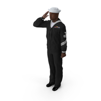 Afro American Sailor In Black Uniform Saluted PNG & PSD Images