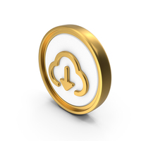 Download From Cloud Circular Coin PNG & PSD Images