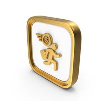 Dollar Business Man Hurry To Work Square Coin PNG & PSD Images