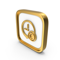 Euro Time Is Money Square Coin PNG & PSD Images