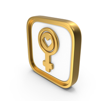 Female Sign With Heart Square Coin PNG & PSD Images