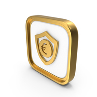 Finance And Money Security Shield With Euro Square Coin PNG & PSD Images