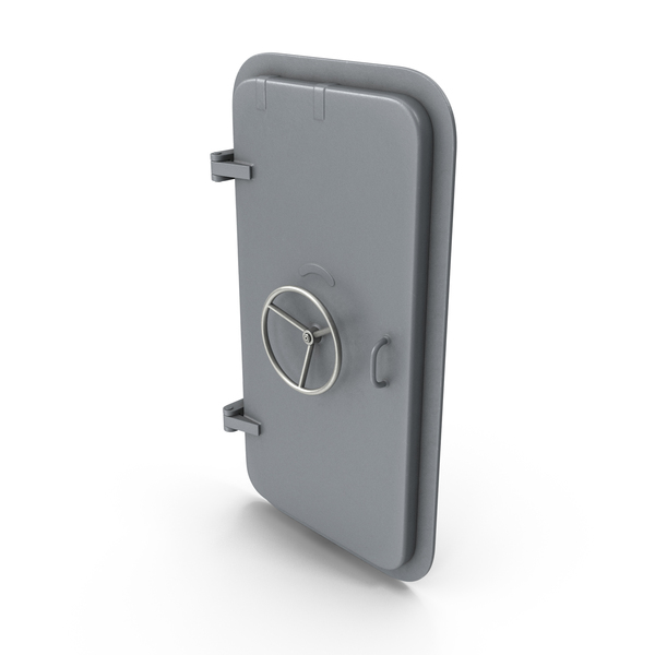 Rectangular Steel Hatch with Wheel Handle Gray PNG & PSD Images