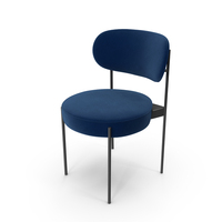 Modern Navy Frabic Dining Dining Chair with Metal Legs PNG & PSD Images
