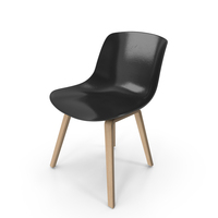 modern black plastic dining chair with wood legs PNG & PSD Images