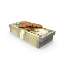 Gold Coins WIth Iraq 50000 Dinars Money Bill PNG & PSD Images