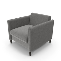 modern grey fabric armchair with wood legs PNG & PSD Images