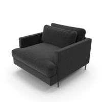 contemporary black fabric armchair with metal legs PNG & PSD Images