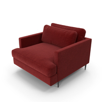 Contemporary Red Fabric Armchair With Metal Legs PNG & PSD Images