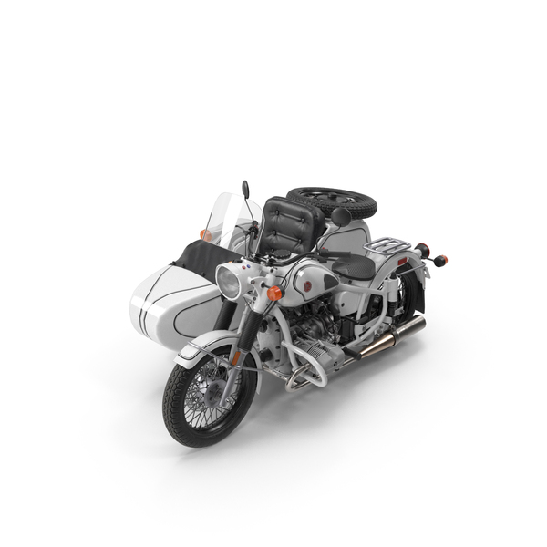 White Retro Motorcycle Ural M70 with Cradle PNG & PSD Images