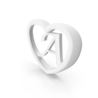 Monochrome Heart With Letter A PNG & PSD Images