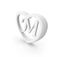 Monochrome Heart With Letter M PNG & PSD Images