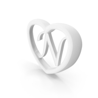Monochrome Heart With Letter N PNG & PSD Images