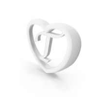 Monochrome Heart With Letter T PNG & PSD Images
