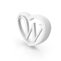 Monochrome Heart With Letter W PNG & PSD Images